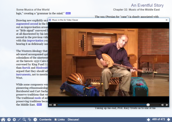 Screenshot of a video in which Prof. A.J. Racy introduces some Middle Eastern instruments