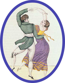 Depiction of “touch dancing”—as the waltz was often referred to—in a watercolor from the early nineteenth century