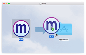 Screenshot of cursor dragging the MITA icon into the Applications folder