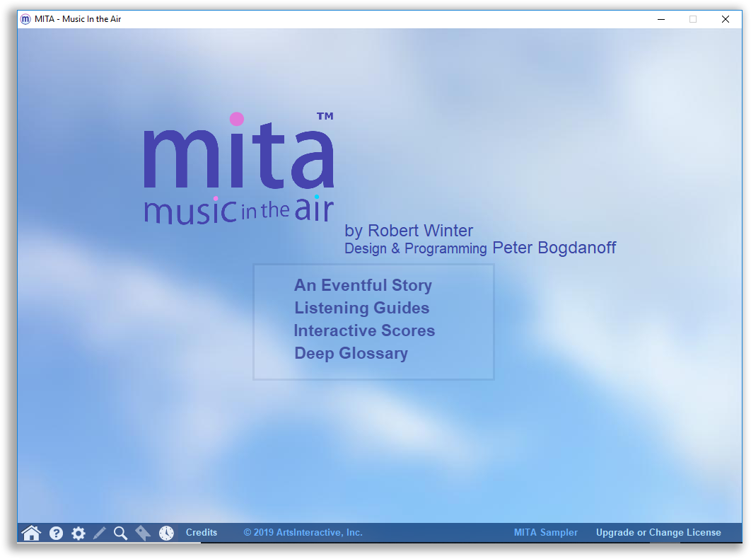 Home screen from the free MITA Sampler
