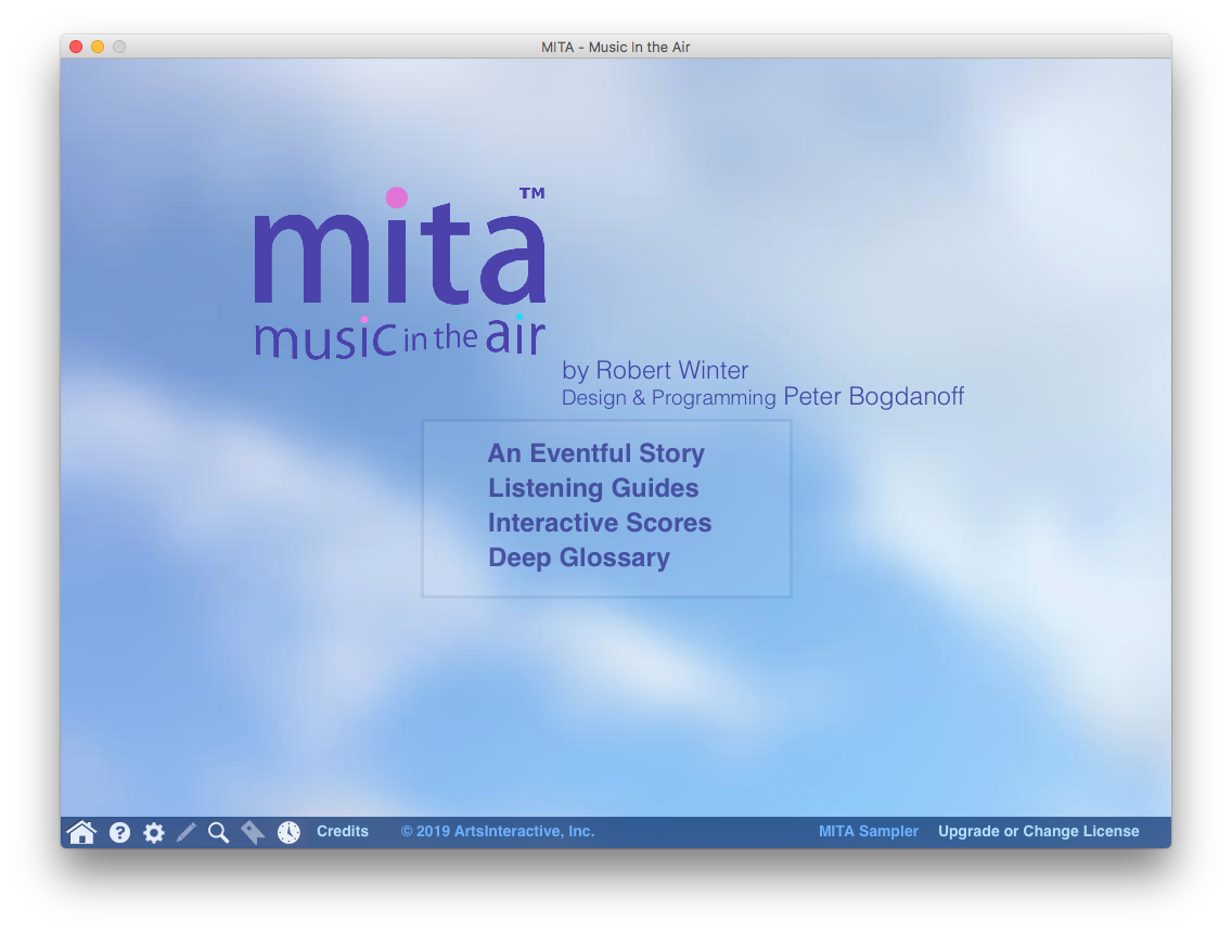 Home screen from the free MITA Sampler